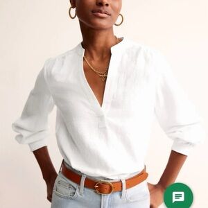 Boden Alice Linen Popover Blouse White size 2